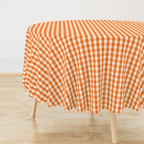 Small Pumpkin Orange and White Gingham Check Pattern Design Collection Home Styling Collection classic pumpkin tablecloth design
