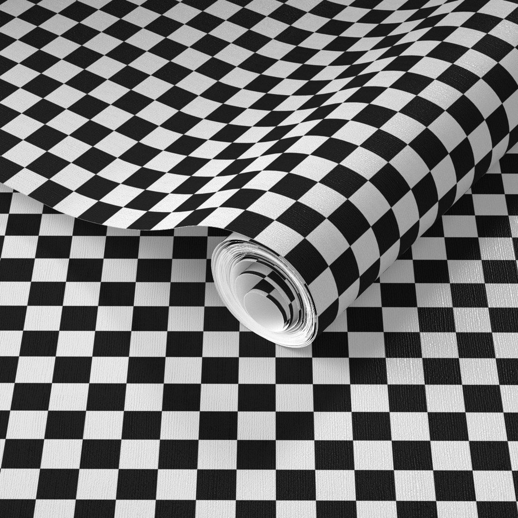 Black and White Checkerboard 1/2 inch-Check Wallpaper checked plaid wallpaper