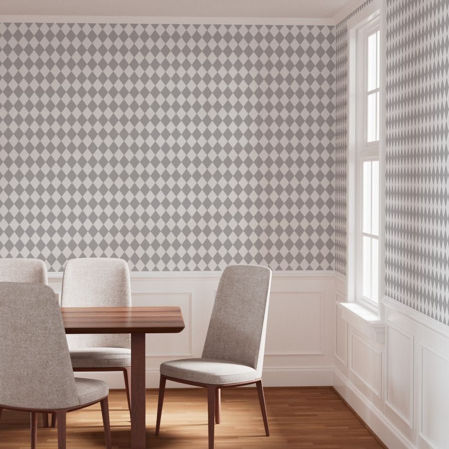 Grey Fog Small Modern Diamond Pattern Wallpaper fog grey wallpaper