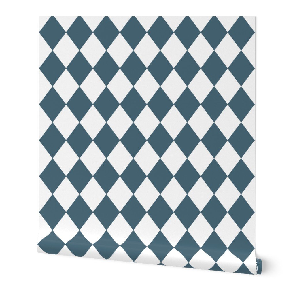 Bluestone Blue Small Modern Diamond Pattern Wallpaper lifestyle view
