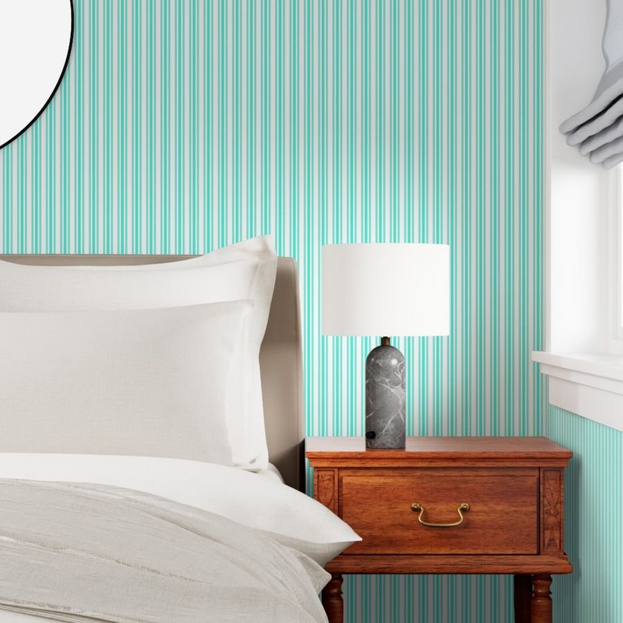 Trendy Large Aqua Gift Box Pastel Aqua French Mattress Ticking Double Wallpaper aqua pastel wallpaper