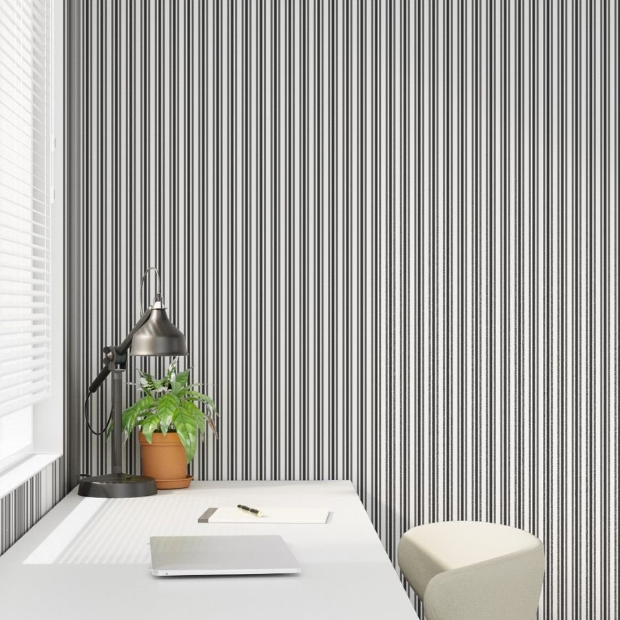 Trendy Large Black Tarp Black French Mattress Ticking Double Stripes Wallpaper black pastel tarp wallpaper