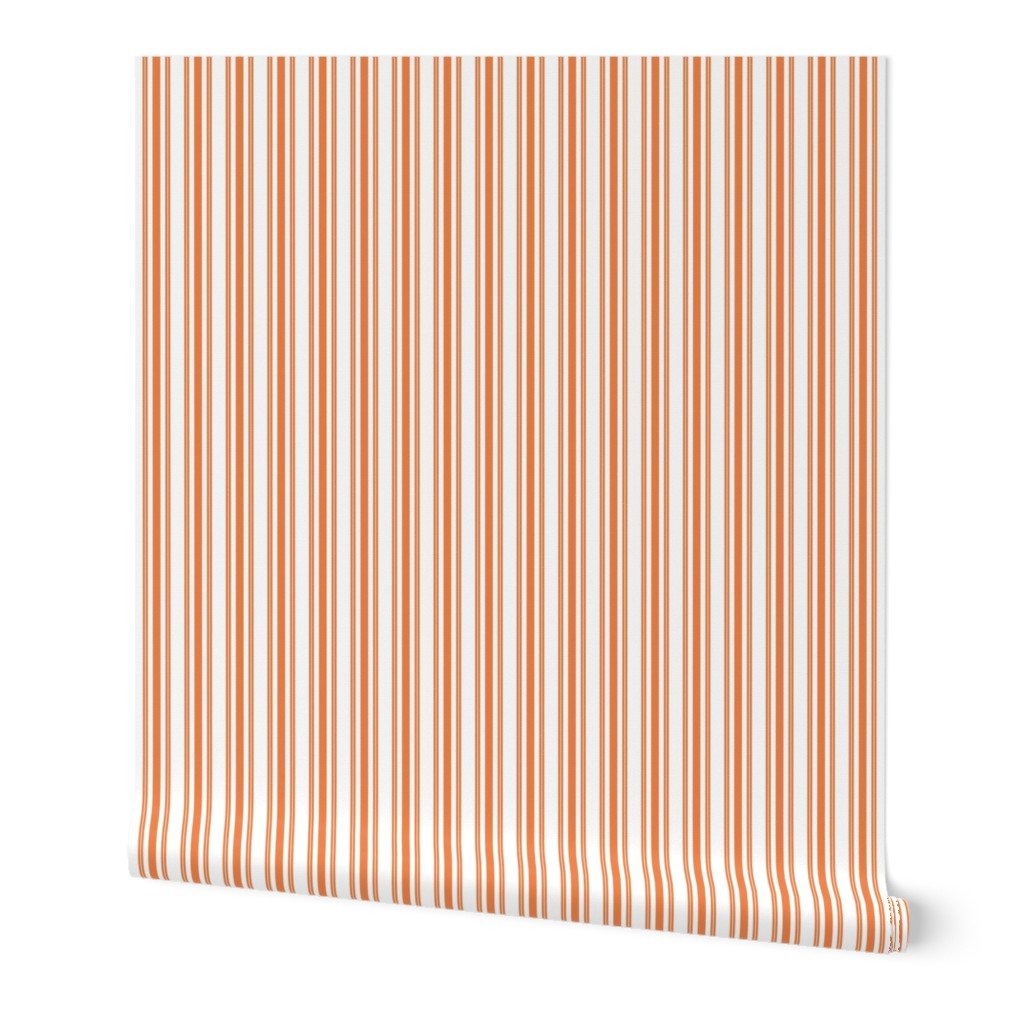 Trendy Large Orange Soda French Mattress Ticking Double Stripes Wallpaper orange ticking wallpaper
