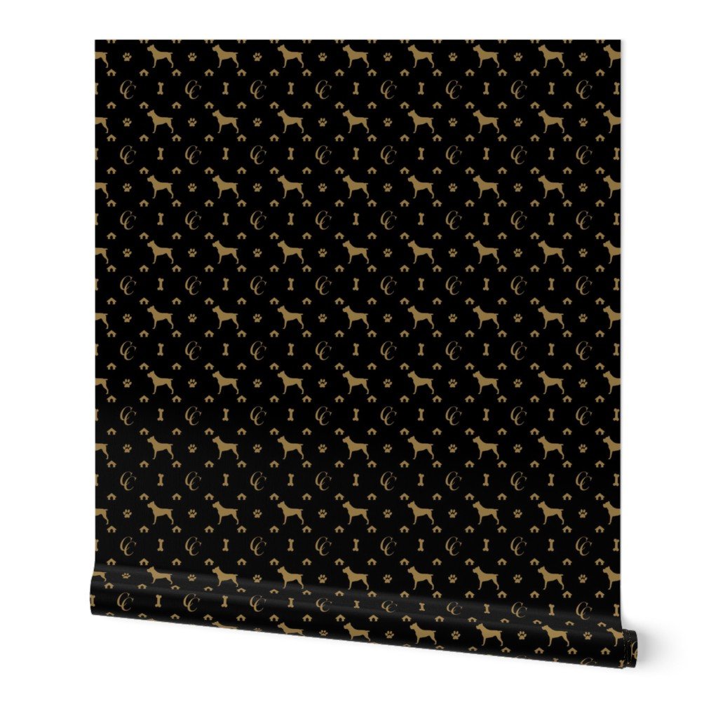 Cane Corso on Black with Louis Luxury Motifs in Tan Wallpaper black dog wallpaper
