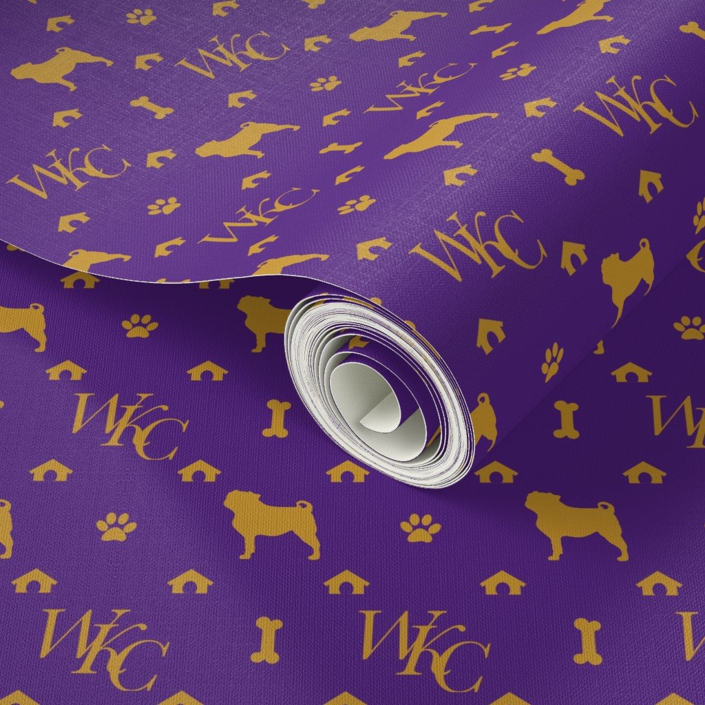WKC Pugs on Purple and Gold Wallpaper dog show wallpaper