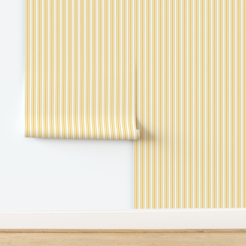 Trendy Large Yellow Butter French Mattress Ticking Double Stripes Decor Collection design