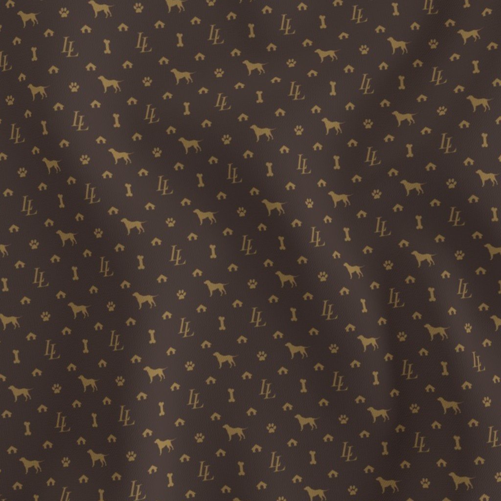 Louis Lab Mini Luxury Doggy Days Fabric brown and tan fabric