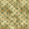 Teal and Faux Gold Foil Vintage Art Deco Scallop Shell Pattern