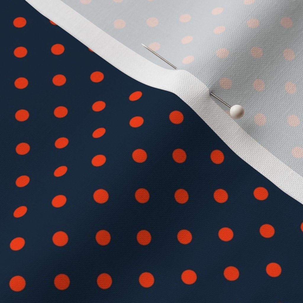 Micro Navy and Orange Polka Dots Fabric micro dots fabric