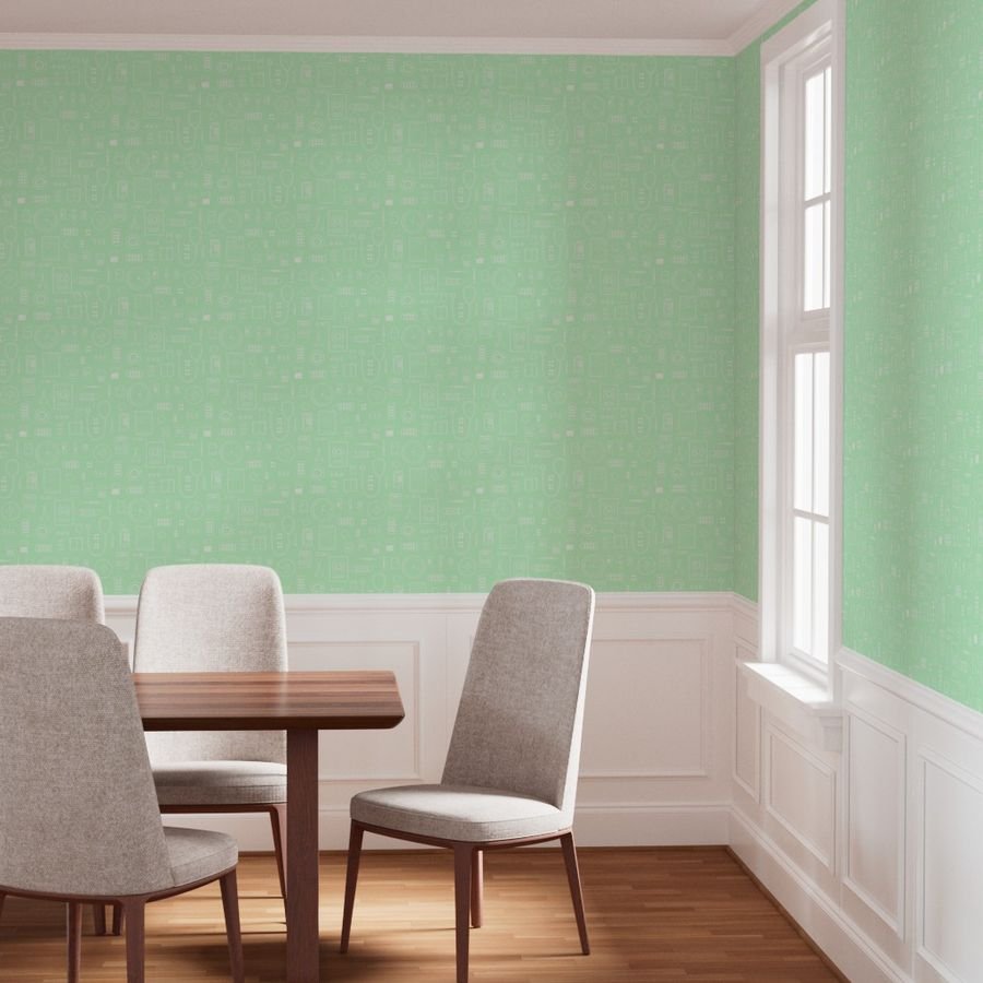 Scrubs Green with White Outlined Drawings of Medical Symbols Wallpaper hospital items wallpaper
