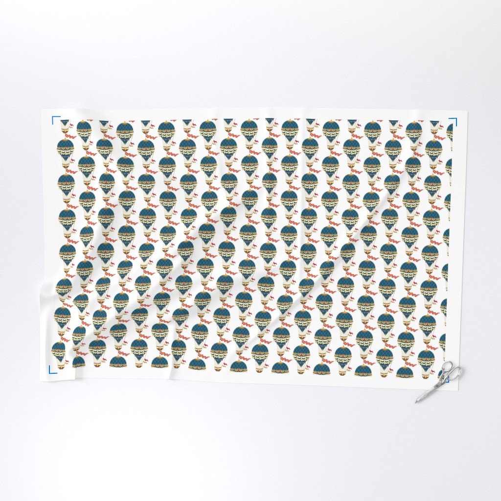 Vintage Ornamental Blue Festooned Hot Air Helium Balloons Fabric helium balloon fabric