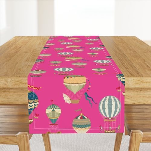 Vintage Hot Air Balloons on Hot Pink Home Styling Collection Design Collection hot air balloon table runner design