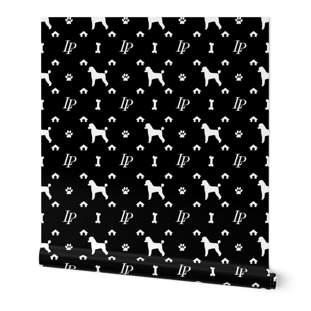 Luxury Louis Poodle Pet Dog Print Black & White Wallpaper dog print wallpaper