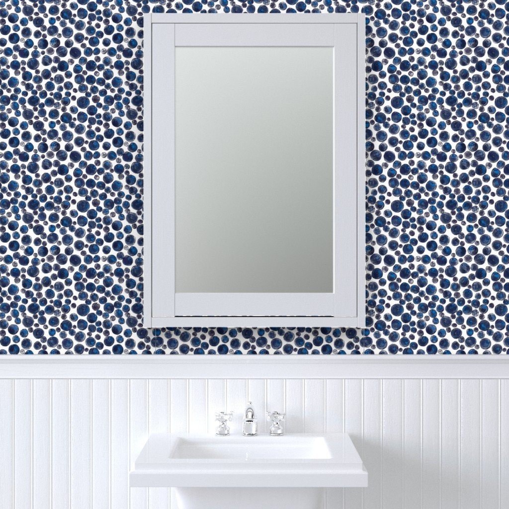 Blueberries on White Wallpaper blue wallpaper