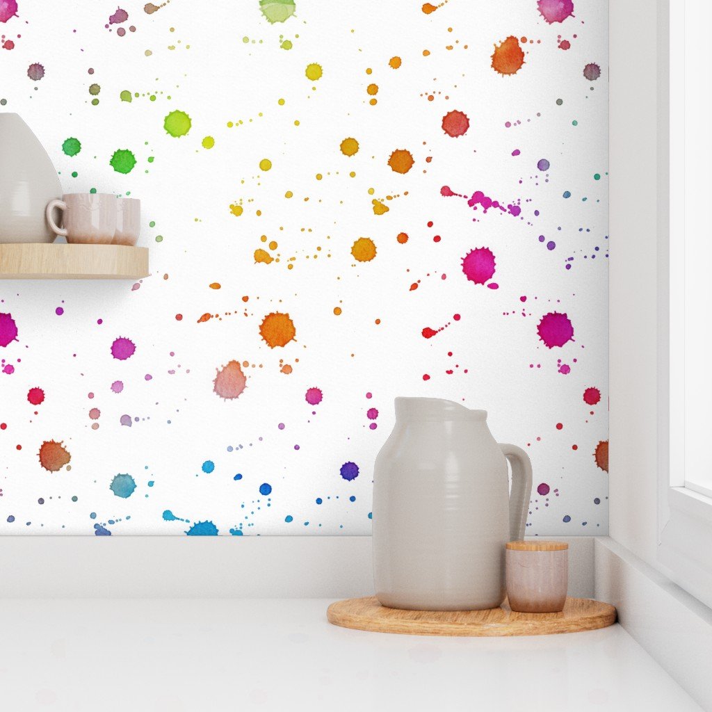Rainbow Bright Pastel Watercolor Drops Splatters and Dribbles Wallpaper pastel splatters wallpaper