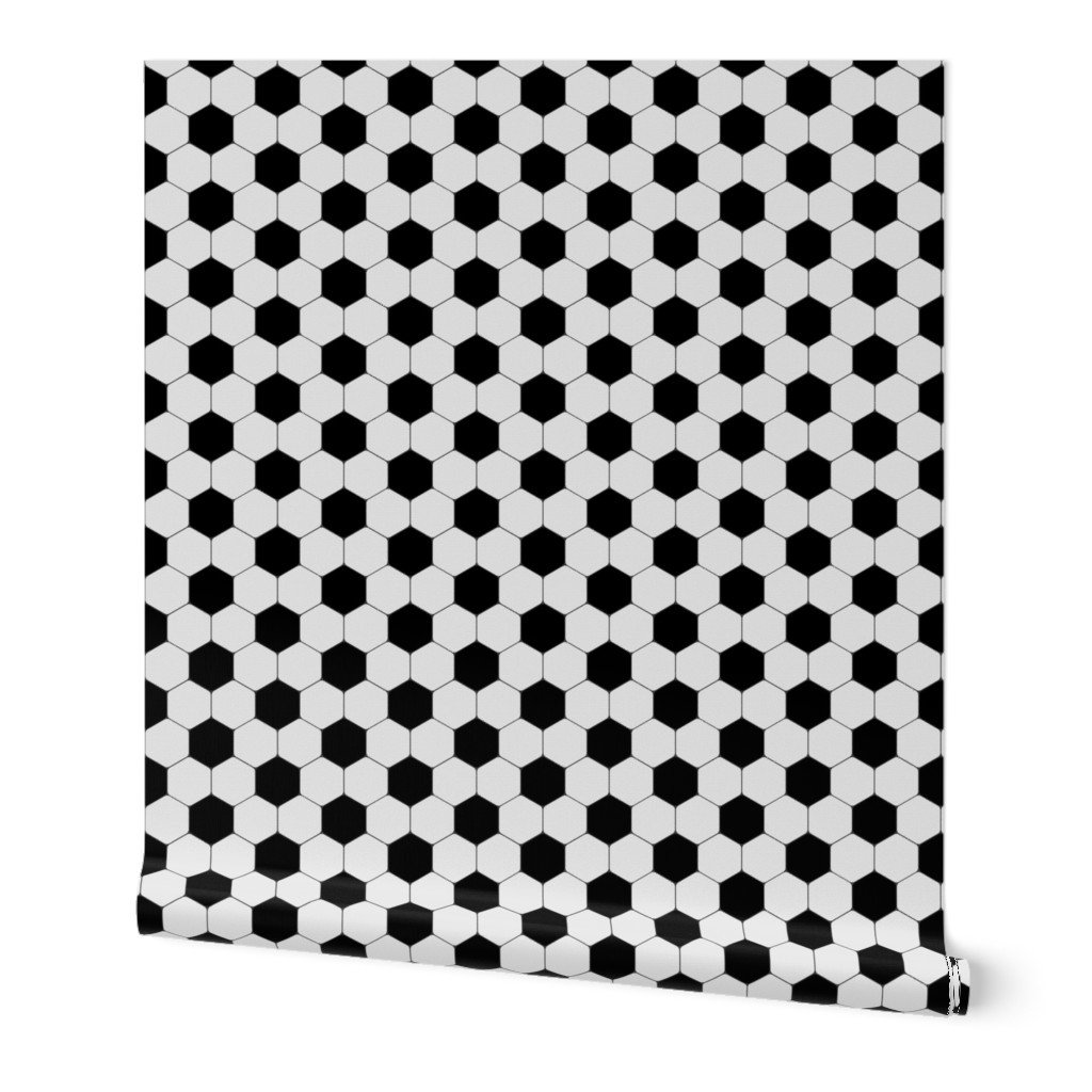 Mini Classic Soccer Football Hexagonal Black and White Seamless Print Wallpaper hexagon pattern wallpaper