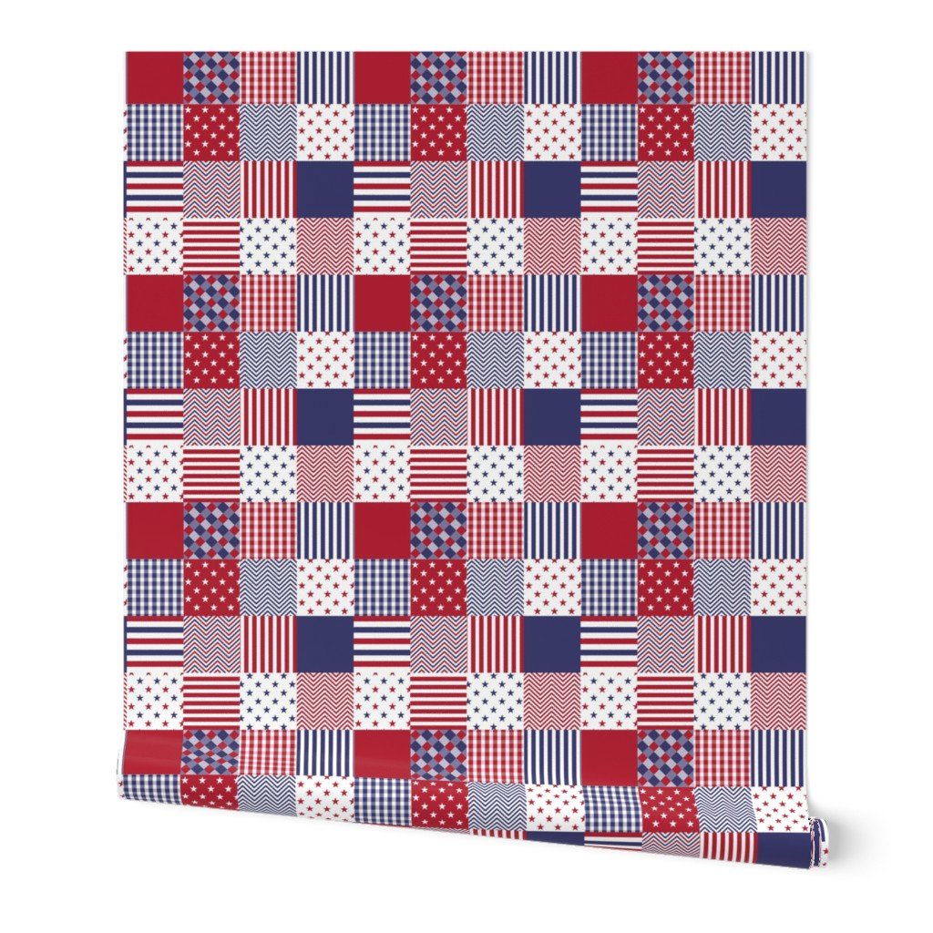 USA Micro Flag Patchwork Quilt Squares Wallpaper stars stripes wallpaper
