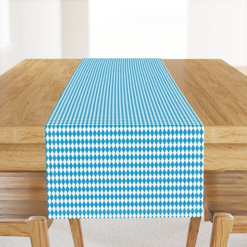 Oktoberfest Bavarian Blue and White Mini 1 inch Diagonal Diamond Pattern Home Styling Collection Home Styling Collection beer festival table runner design