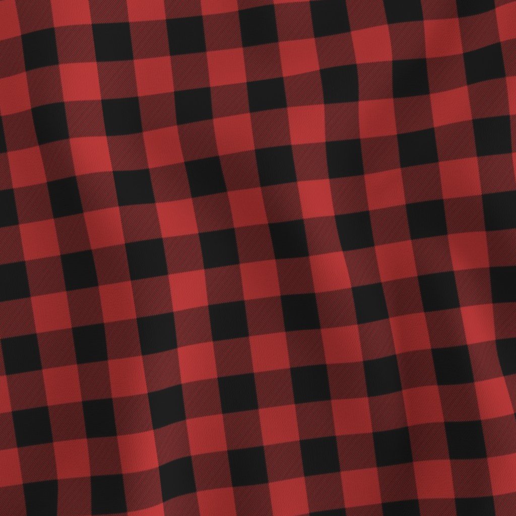 Christmas Holly Berry Red and Black Buffalo Check 1 inch Fabric berry red fabric