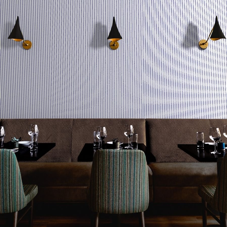Classic wider 1 Inch Navy Blue Pinstripe on a Blue Background Wallpaper navy blue stripe wallpaper