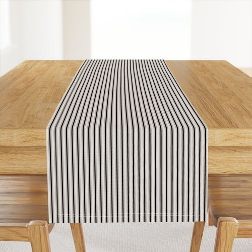 Micro Coal Black Antique Vintage Mattress Ticking Stripe on Cream Design Collection Home Styling Collection artistic table runner design