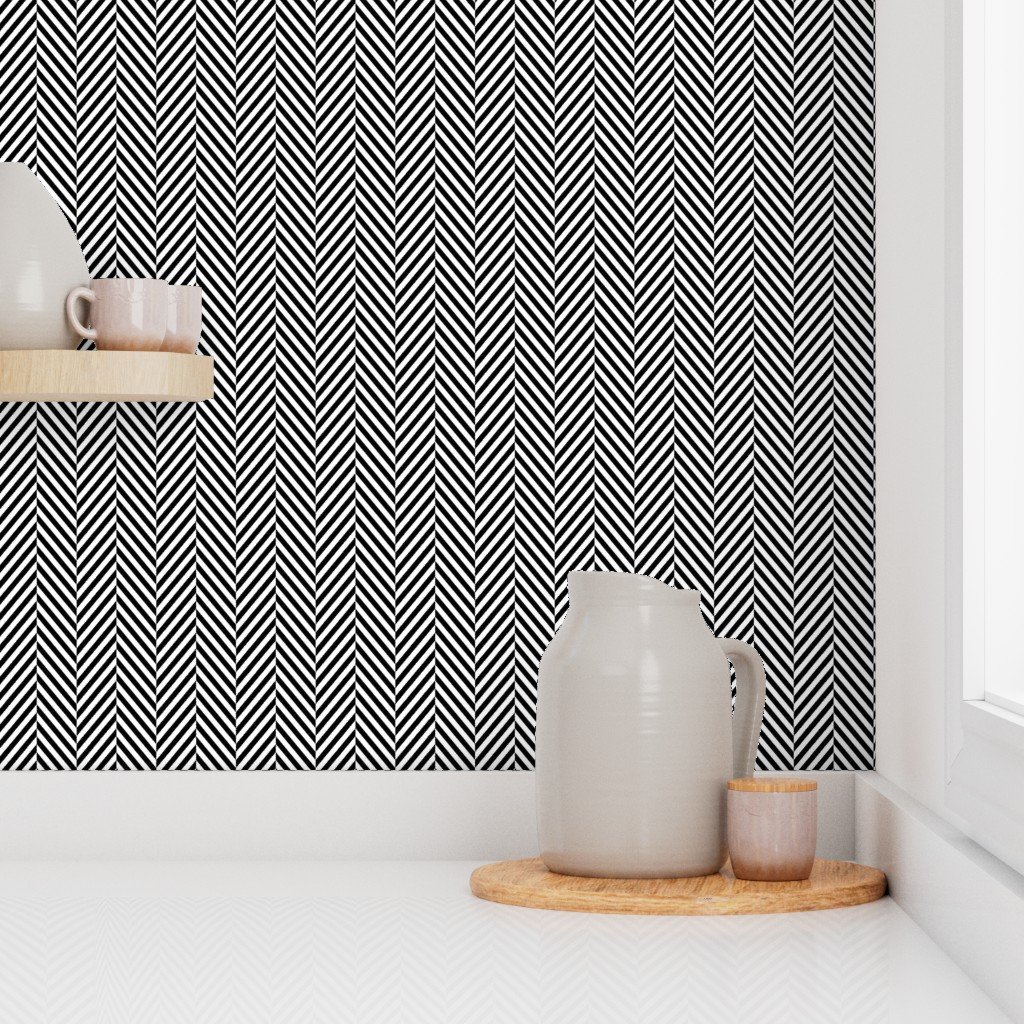 Small Black and White Herringbone Pattern Wallpaper classic wallpaper