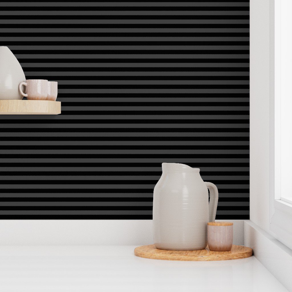 Halloween Holiday 1/2 inch Black and Shadow Grey Witch Stripes Wallpaper shadow grey wallpaper