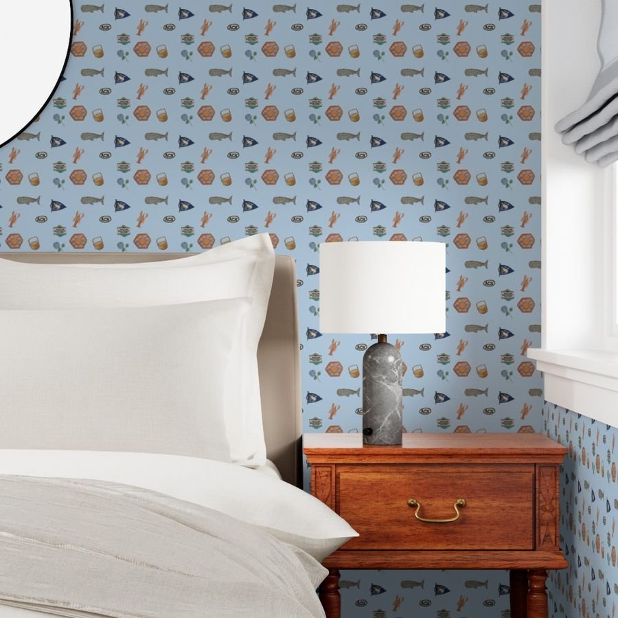 Nantucket Island Hand Painted Watercolors of its Symbols Signs and Wallpaper nantucket island wallpaper