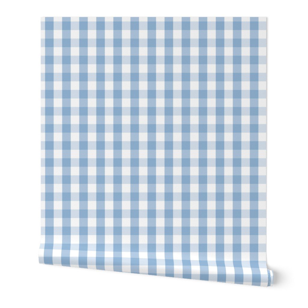 1 inch Airy Blue Gingham Check Wallpaper blue and white wallpaper