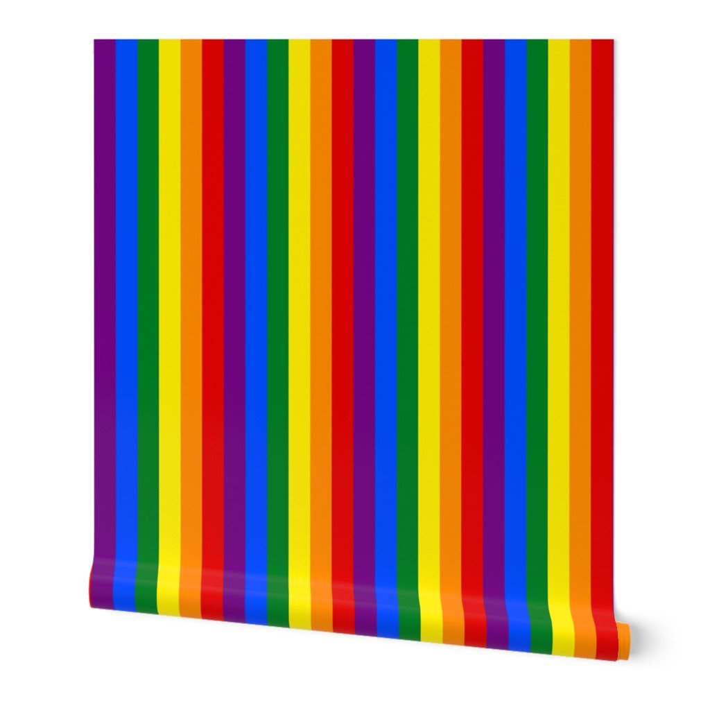 2 inch Vertical Rainbow Pride Stripes Wallpaper lifestyle view
