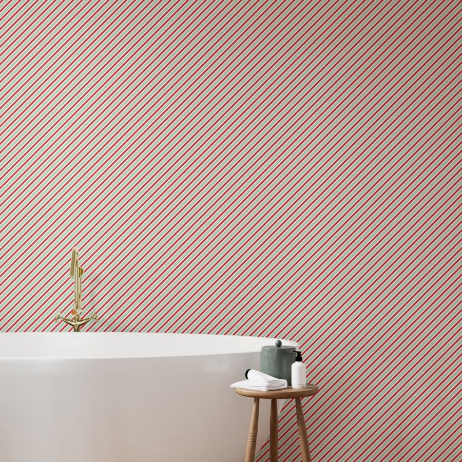 Small Classic Red Green Diagonal Christmas Candy Stripes Wallpaper christmas red wallpaper