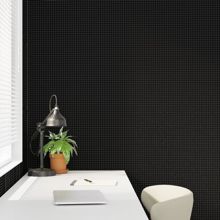 1/2 inch White Grid Lines on Black Wallpaper square pattern wallpaper