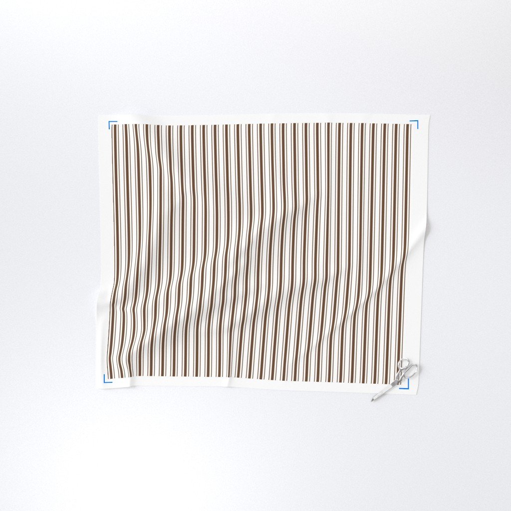 Coffee Brown Mattress Ticking Bed Stripe on White Fabric mattress ticking fabric
