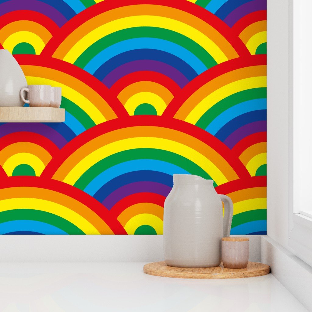 Childrens Colorful Bedroom Decor Endless Rainbows Wallpaper kids rooms wallpaper