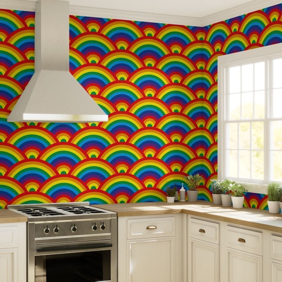 Kids Room Decor Bright Color Endless Rainbows Wallpaper abstract wallpaper