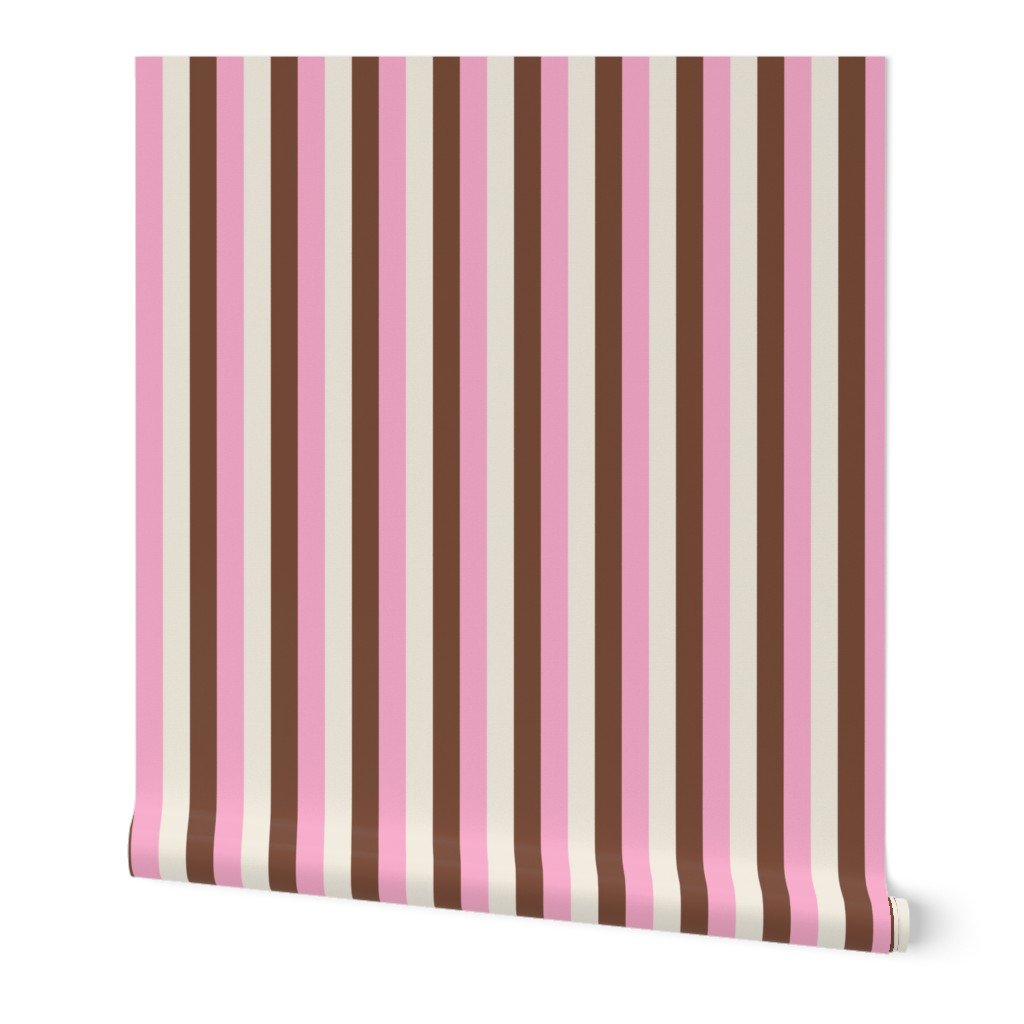Vertical Vanilla Chocolate Strawberry Ice Cream Stripes 1 inch Wallpaper strawberry ice cream wallpaper