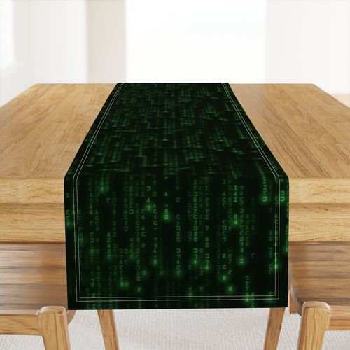 Neon Green Digital Rain Computer Code Decor Collection Decor Collection code table runner design