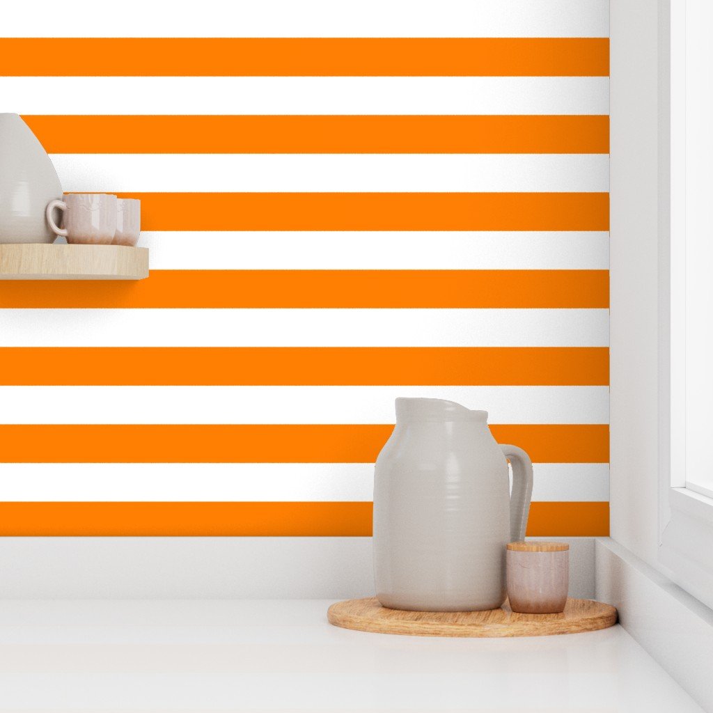 Florida Orange and White Horizontal Stripes Wallpaper orange stripe wallpaper