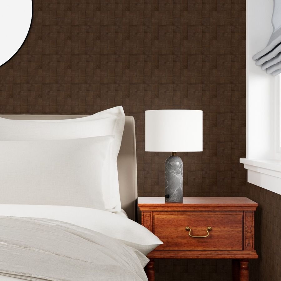 2 inch Dark Wood Checkerboard Chess Pattern Wallpaper wood marquetry wallpaper