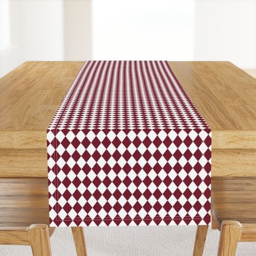 Small Wine and White Diamond Harlequin Check Pattern Design Collection Home Decor Collection diamond pattern table runner design
