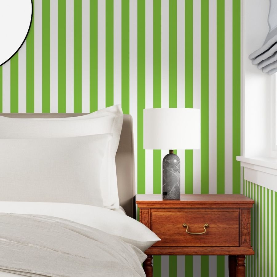 Lime and White 2 Inch Vertical Cabana Stripes Wallpaper lime stripe wallpaper