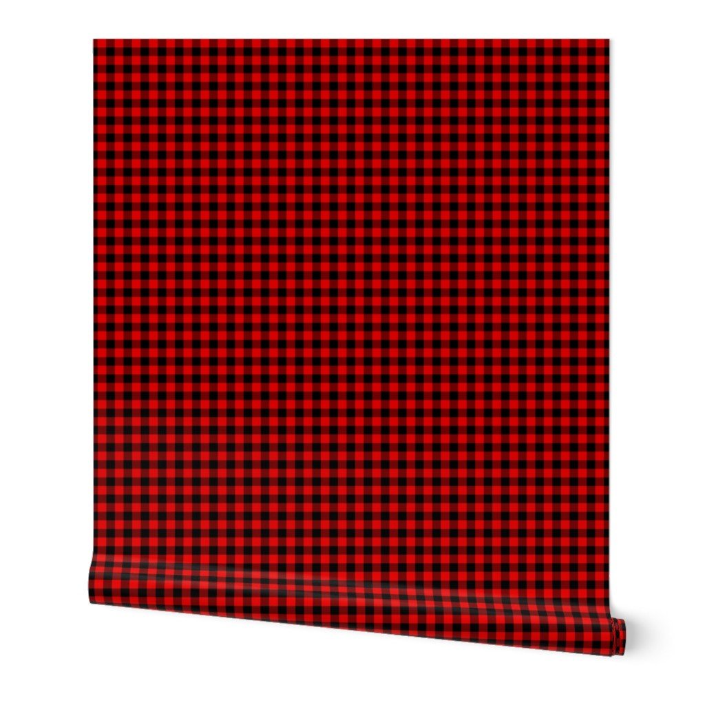 Red and Black Buffalo Check Gingham Plaid Wallpaper gingham table runner wallpaper