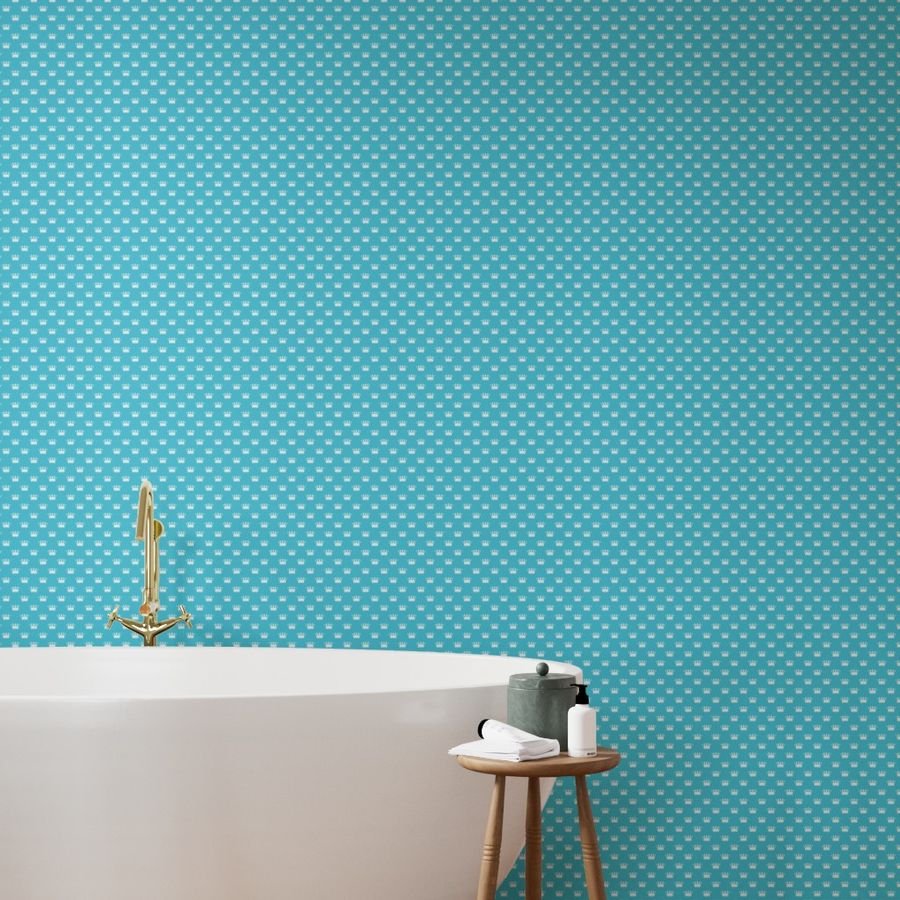 Mini Turquoise with Pale Grey Crowns Turquoise Wallpaper crowns wallpaper