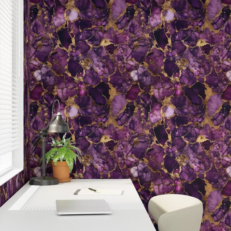 Amethyst and Gold Alcohol Ink 4 Wallpaper inky pattern wallpaper