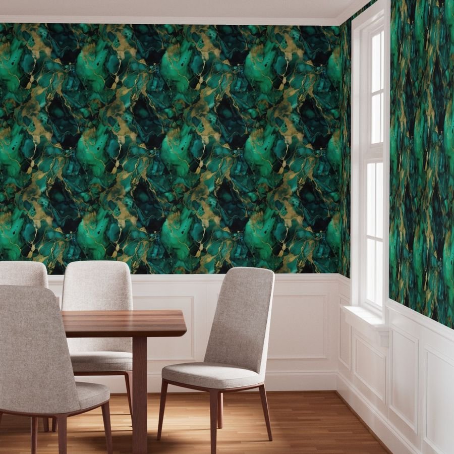 Emerald and Gold Alcohol Ink 4 Wallpaper inky pattern wallpaper