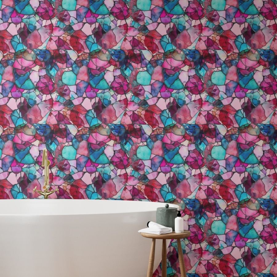 Pink and Blue Seaglass 4 Wallpaper pink glass wallpaper