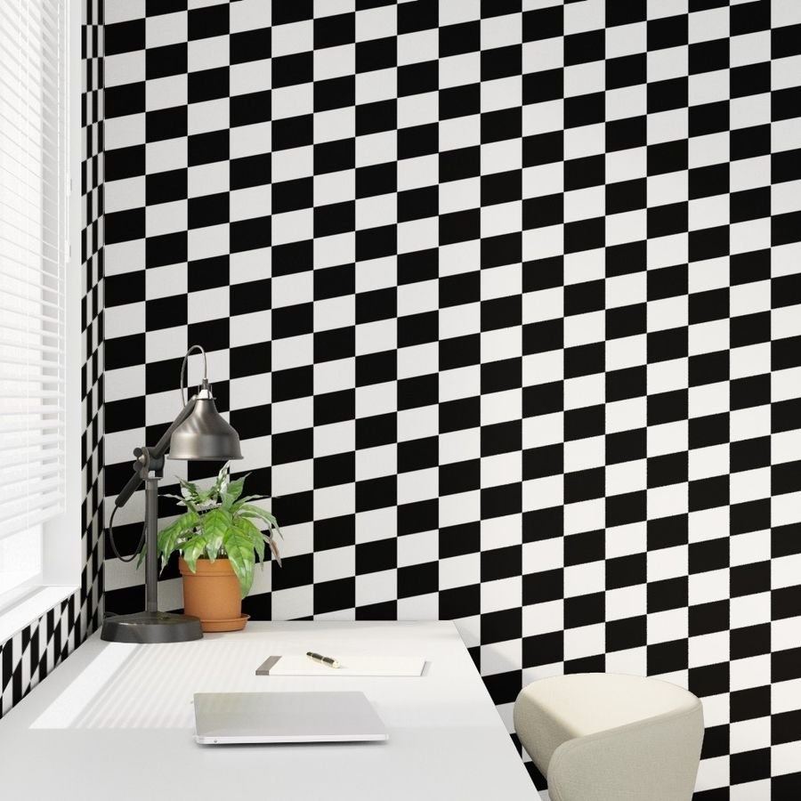 Large Black and White Racing Check/Flag Pattern Wallpaper black pattern wallpaper
