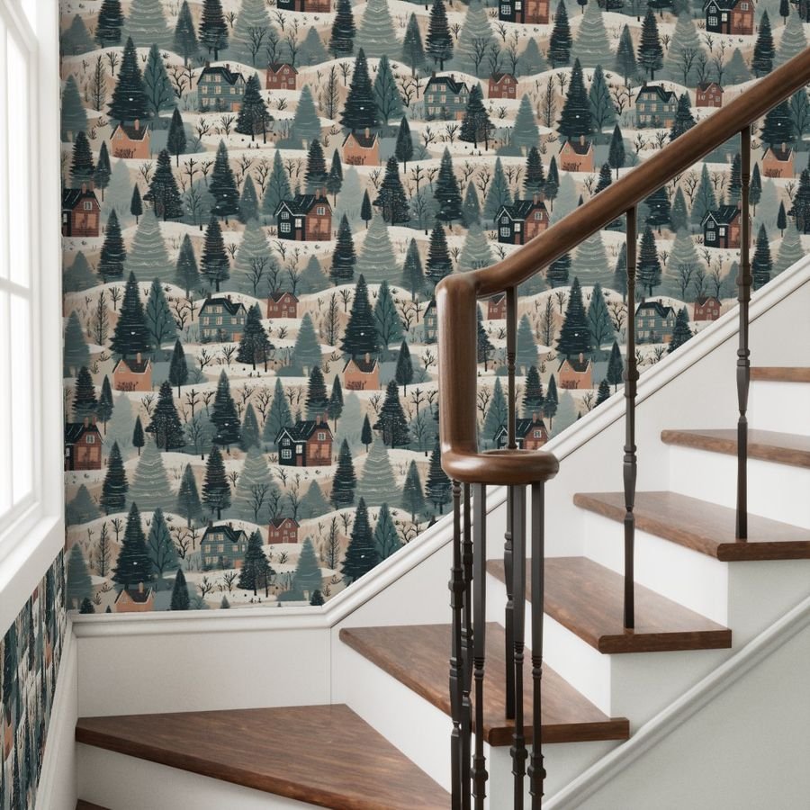 Montana Winter Cabins Montana with Evergreens Wallpaper winter forest winter wallpaper