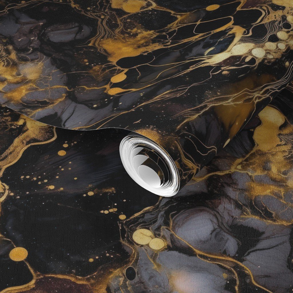 Small Black and Gold Alcohol Ink 2 Wallpaper black gold wallpaper