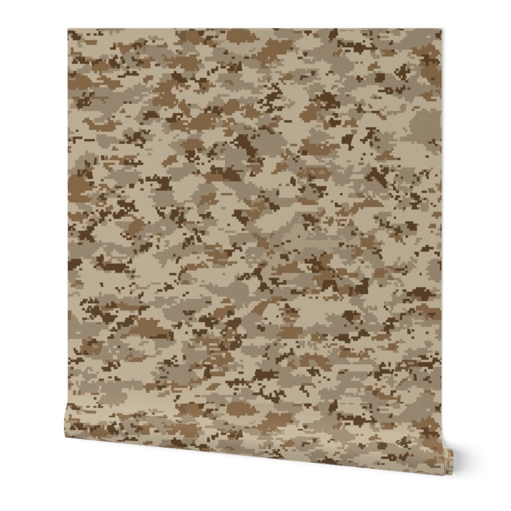 Digital Camouflage in Pixellated Swatches of Kkaki Beige Tan and Rust Wallpaper army wallpaper